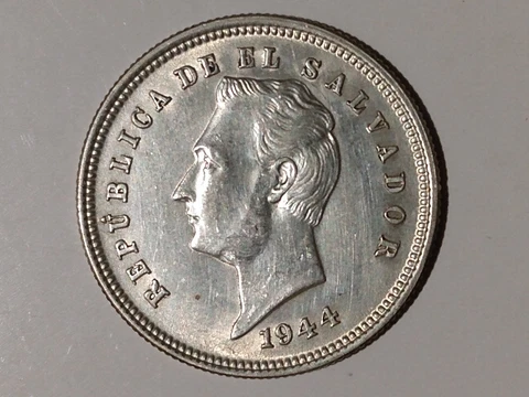 1944 EL SALVADOR 25 CENTAVOS SILVER COIN polishing scratches Cover