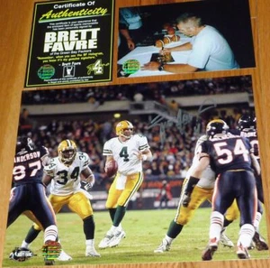 GREEN BAY PACKERS BRETT FAVRE 4 AUTOGRAPHED vs Bears Brian Urlacher 8x10 OFFICIA - Picture 1 of 7