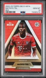2022-23 Topps Deco UEFA Mathys Tel Red /10 PSA 10 - Picture 1 of 2