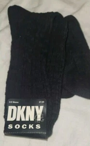 VTG NOS DKNY Black Socks 3-D Weave Size 9-11 Style T56 - Picture 1 of 4
