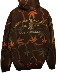 Felpa con cappuccio leopardata leopardata reversibile teschio Christian Audigier taglia XXL anni 2000 - Foto 1 di 12
