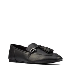 Clarks Pure 2 Tassel Loafer Black Leather Women's Loafers Size UK 5 1/2/ EU 39 - Imagen 1 de 5