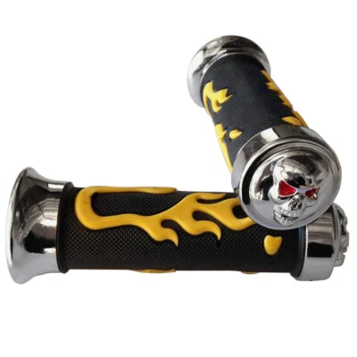 Empuñaduras de llama amarilla de 7/8" para bicicleta de calle Kawasaki Z1000 Z750 ER6n ER6f ZRX Foto 1 de 4