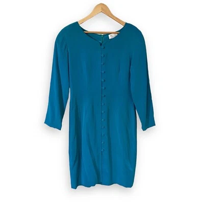 Vestido vintage para mujer Petite Sophisticate seda azul verdoso - talla 8 Foto 1 de 4