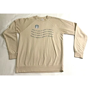 STARBUCKS- Partner Sweatshirt Men’s Large Beige W/Crew Neck - Picture 1 of 6