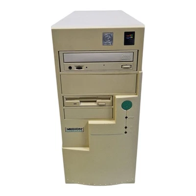 Retro Vintage PC Torre Medion Pentium II Cd-Rom&cd-Brenner Senza HDD Difetto #49 - Bild 1 von 4