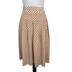 Talbots Skirt size 12 Peach Black Diamonds Knee Pleated Modest Career Church - Picture 1 of 9