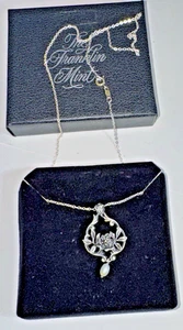 COLGANTE ROSA PLATA ESTERLINA, Franklin Mint, 18" - Imagen 1 de 3