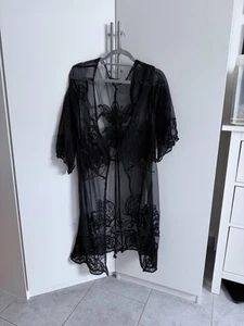Shein Kimono Strandkimono Poolkimono Dessous schwarz One Size M L Neuw. Spitze - Bild 1 von 3