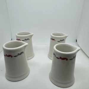 4 Vintage Homer Laughlin Best China Milchkännchen - weiß mit roter & grauer Schriftrolle - Bild 1 von 6