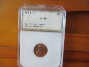 1958-D 1991 ANA Sample Slab Lincoln Wheat Penny Last Year Wheat Cent - Bild 1 von 5