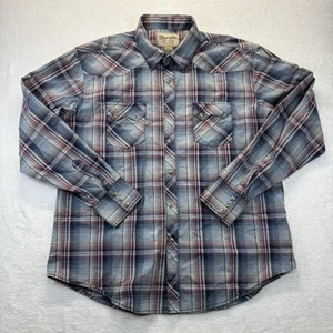 Wrangler Retro Hemd Herren XXL blau rot kariert Druckknopf Langarm Western - Bild 1 von 10