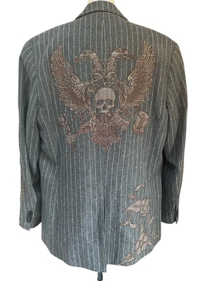 Marc Ecko Corte y Coser Gótico Calavera Apliques Punk Abrigo Rock Chaqueta Músico L Foto 1 de 4