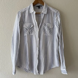 Victoria's Secret Button-Down-Mullhemd Damen Größe Small Baumwolle gestreift weiß - Bild 1 von 13