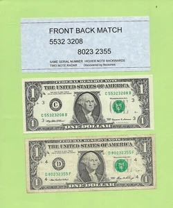 '55323208 & 80232355' .. FORWARD & BACK SERIAL $1 MATCH 1999 ..CU & 2006 - Picture 1 of 1
