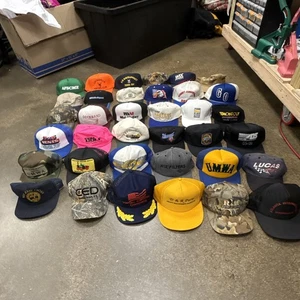 36 Vintage Hat Lot Trucker Snap Back Strap Collector Bundle 80s 90s Y2K Lot X - Picture 1 of 23