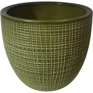 German Made Olive Green Textured Ceramic Planter 866-19 - Picture 1 of 7