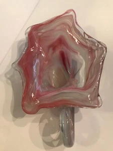 Murano Style Hand Blown Art Glass Pink Swirl Spiral Candy Dish/Bowl - Picture 1 of 9