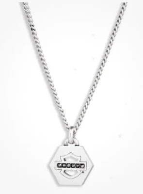 Harley Davidson Men's Glass Stones Bar & Shield Brass Pendant Necklace 34N00034 - Image 1 of 3