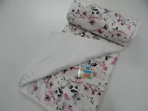 Baby Blanket Cot Size White Poppy 100cm x 120cm Minkee Dot Back - Picture 1 of 4