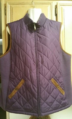 Colete feminino artesanato carrinho de mão bolsos de lã com zíper roxo inverno outono ao ar livre  - Imagem 1 de 4