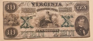 1862 Virgina Confederate States of America $10 Bill note Civil War Relic VACR8 - Picture 1 of 10