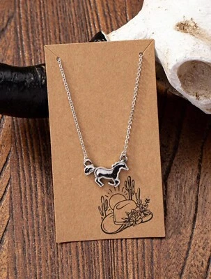 Collar Caballo Granja Occidental Plata Imitación Pelo Bohemio Joyería Rodeo Vaquera NUEVO Foto 1 de 4