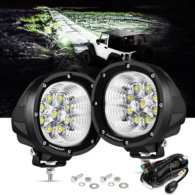 Par de luces LED de trabajo AUXBEAM 4" pulgadas haz de punto vainas de conducción antiniebla camión todoterreno ATV Foto 1 de 4