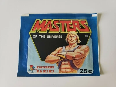 Novo Pacote de Adesivos Selado 1983 He-Man Masters of the Universe Estatueta Panini - Imagem 1 de 4