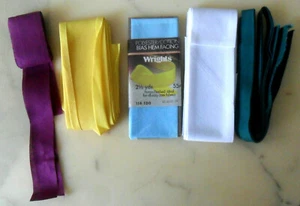 Lot of 5 Vintage Wrights & More BIAS Hem Facing Tape, Remnants, Different Colors - Picture 1 of 8