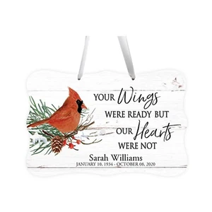 Custom Red Cardinal Memorial 12x8 Modern Ribbon Wall Sign Bereavement Gifts - Picture 1 of 27
