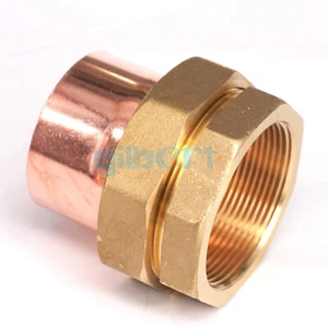 2" BSP Brass Female x 54mm I.D Copper End Feed Socket Union Pipe Adapter - Picture 1 of 5