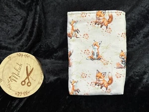 Buchhülle Stoff Buchschutz Buchumschlag Hülle Buchtasche gelb weiß Fuchs Füchse - Bild 1 von 4