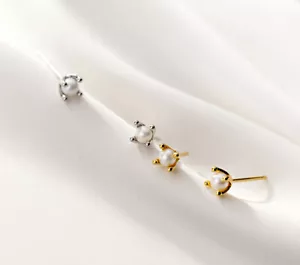 Pendientes de plata de ley 925 de 3/4/5 mm con perlas para mujer niña joyería regalo - Imagen 1 de 7