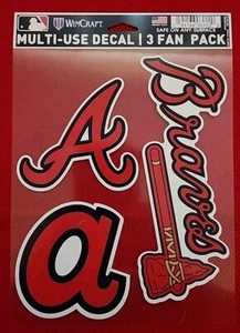 Atlanta Braves Multi Use Fan 3 Pack Decal Set [NEW] MLB Sticker Emblem Car - Picture 1 of 3