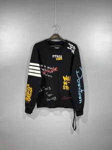 Felpa girocollo PYREX uomo nera cotone logo streetwear hip hop taglia S - Foto 1 di 10