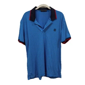 Men’s G/FORE Polo Shirt Medium Blue Striped Short Sleeve Performance Golf Skull - Picture 1 of 7