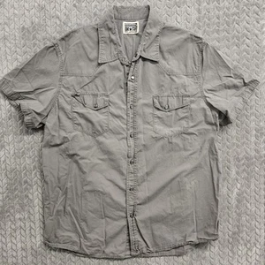 Converse One Star Mens Shirt Pearl Snap Button Gray Western Style Short Sleeve - Picture 1 of 8