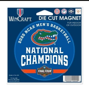 FLORIDA GATORS 2025 NCAA BASKETBALL NATIONAL CHAMPIONS 4" ROUND DIE-CUT MAGNET - Picture 1 of 2