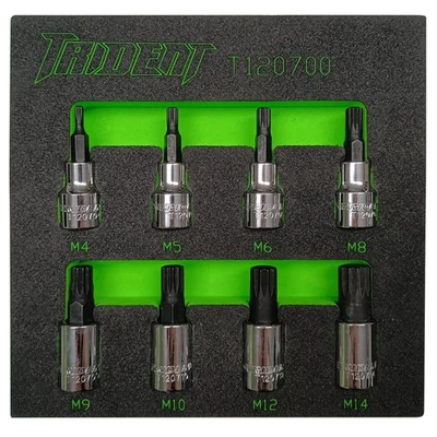 Spline Bit Socket Set 3/8" Drive 8pc M4-M14 50mm Long in EVA Foam T120700 - Image 1 of 2