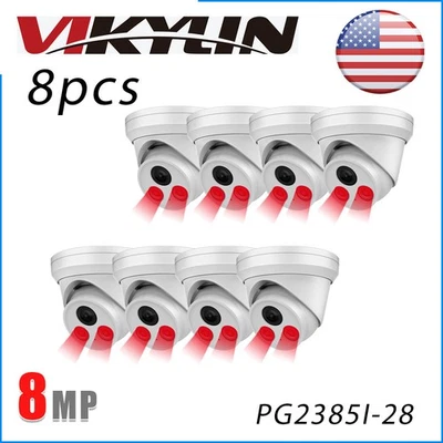 8pcs Vikylin 4K 8MP IR Turret POE Security IP Camera MIC POE PG2385I 2.8mm US - Image 1 of 4