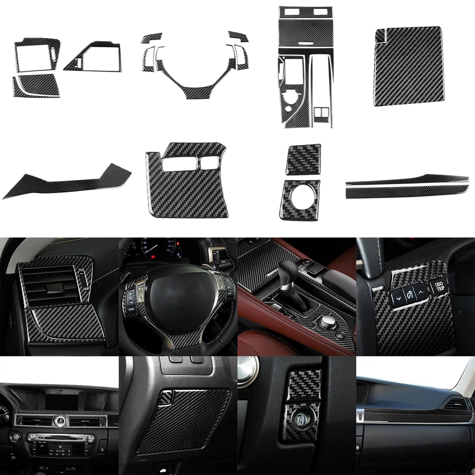Kits de fibra de carbono real de 25 piezas embellecedor de tablero interior completo para Lexus GS GS350 2012-20 Foto 1 de 4