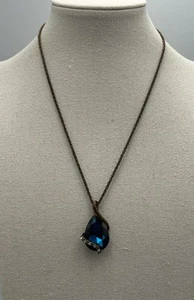 Vintage Halskette viktorianischer Stil London Blautopas Glas - Bild 1 von 4