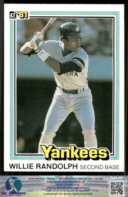 Donruss #345 1981 Willie Randolph New York Yankees 83DB Foto 1 de 2