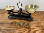 ANTIQUE 19TH C CAST IRON WITH BRASS SCOOP  AVERY SHOP KITCHEN SCALES & WEIGHTS