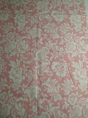 Pink Floral Damask Cotton Duck Home Dec Drapery Upholstery BTHY 18" x 46" - Image 1 of 3