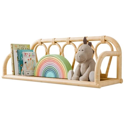 Estante de Pared de Ratán - Estante de Mimbre Boho Natural, Estantes Decorativos para Guardería... Foto 1 de 4