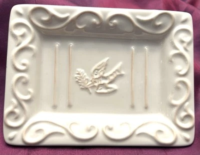 Saboneteira Pre de Provence com acabamento em terracota lavada branca 11 oz pássaro - Imagem 1 de 4