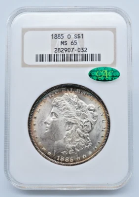 1885-O Morgan Silver Dollar NGC CAC MS 65 Rainbow Toning Old Holder - U1088 - Image 1 of 4