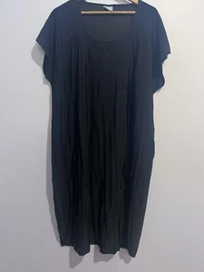Taking Shape Sz M Black Stretch Poly Short Sl Tunic Hem Midi Dress - Picture 1 of 8